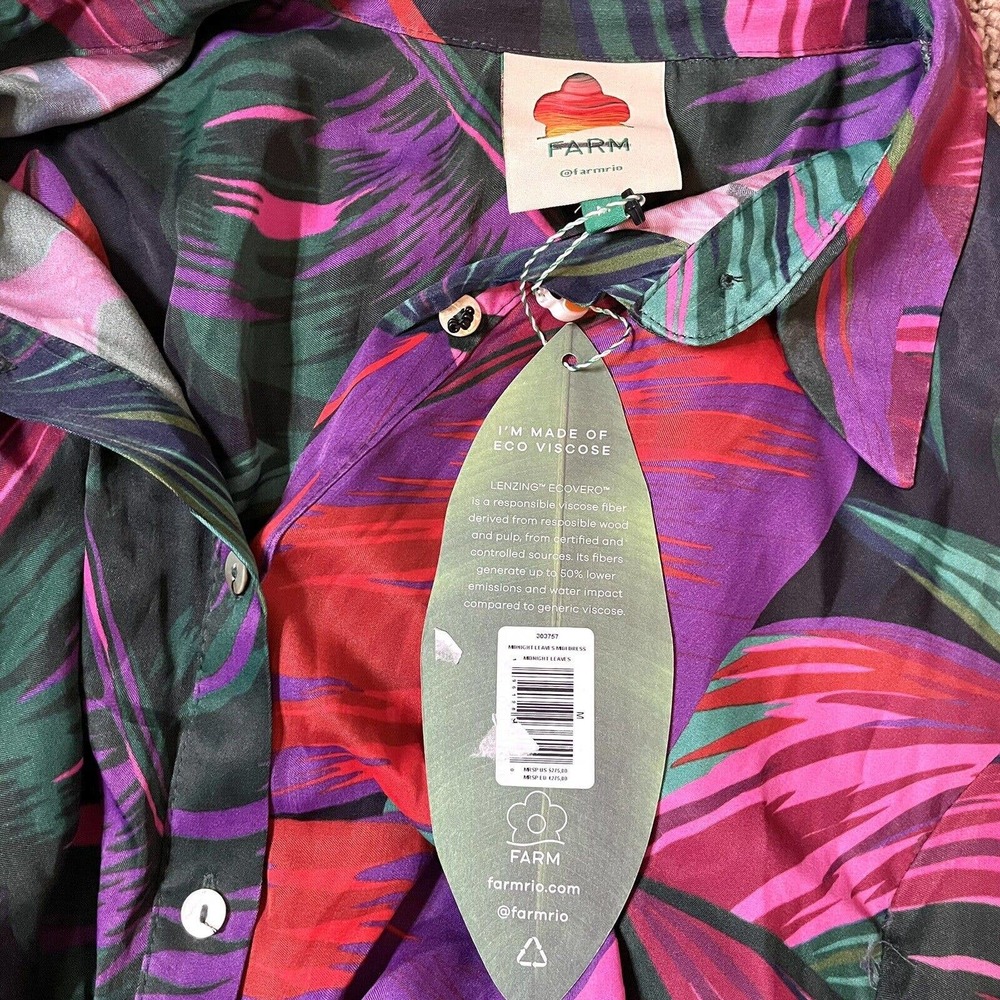 Farm Rio Midnight Leaves Lenzing Ecovero Viscose Midi Dress - Picture 10 of 11